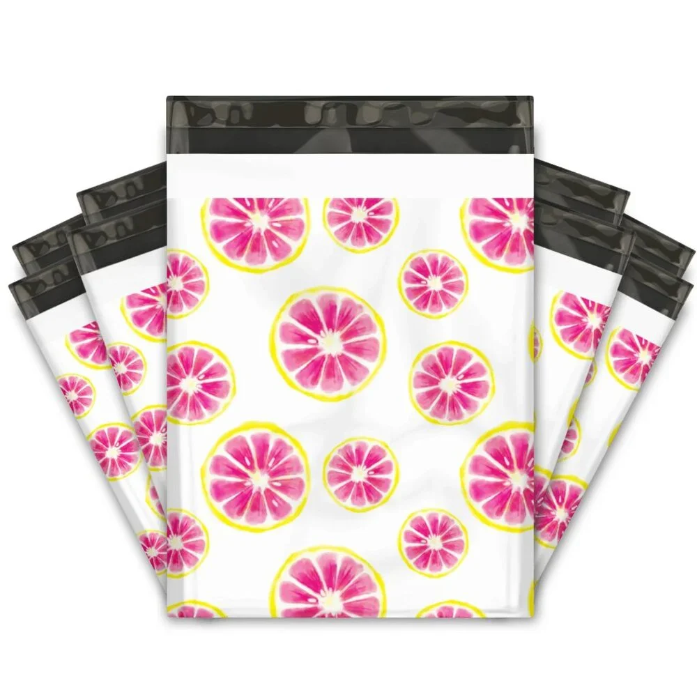 25 10x13 Pink Citrus Designer Poly Mailers Shipping Envelopes
